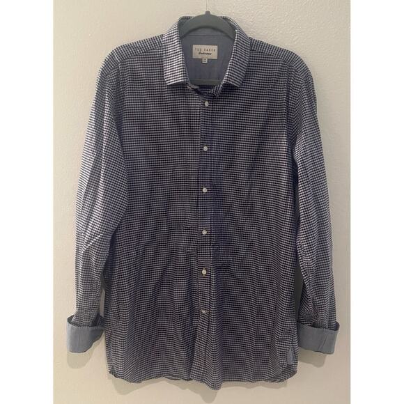 Ted Baker Blue Cotton Button Down Shirt Size 16.5 36/37 - Picture 1 of 9